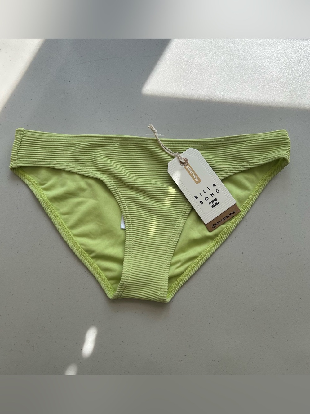 Billabong Tanlines Lowrider Ribbed Bikini Bottom Green Women's Size M